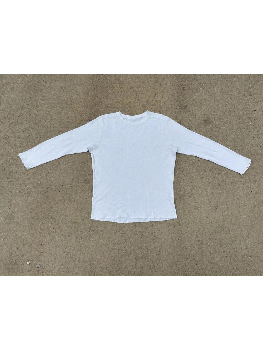 Vintage Thermal White Long Sleeve Distressed Shirt